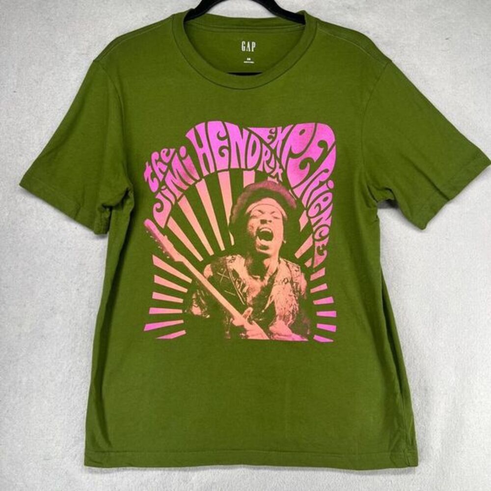 Jimi‎ Hendrix Gap T-Shirt Mens Size XS Green Pink Graphic Psychedelic Music Tee